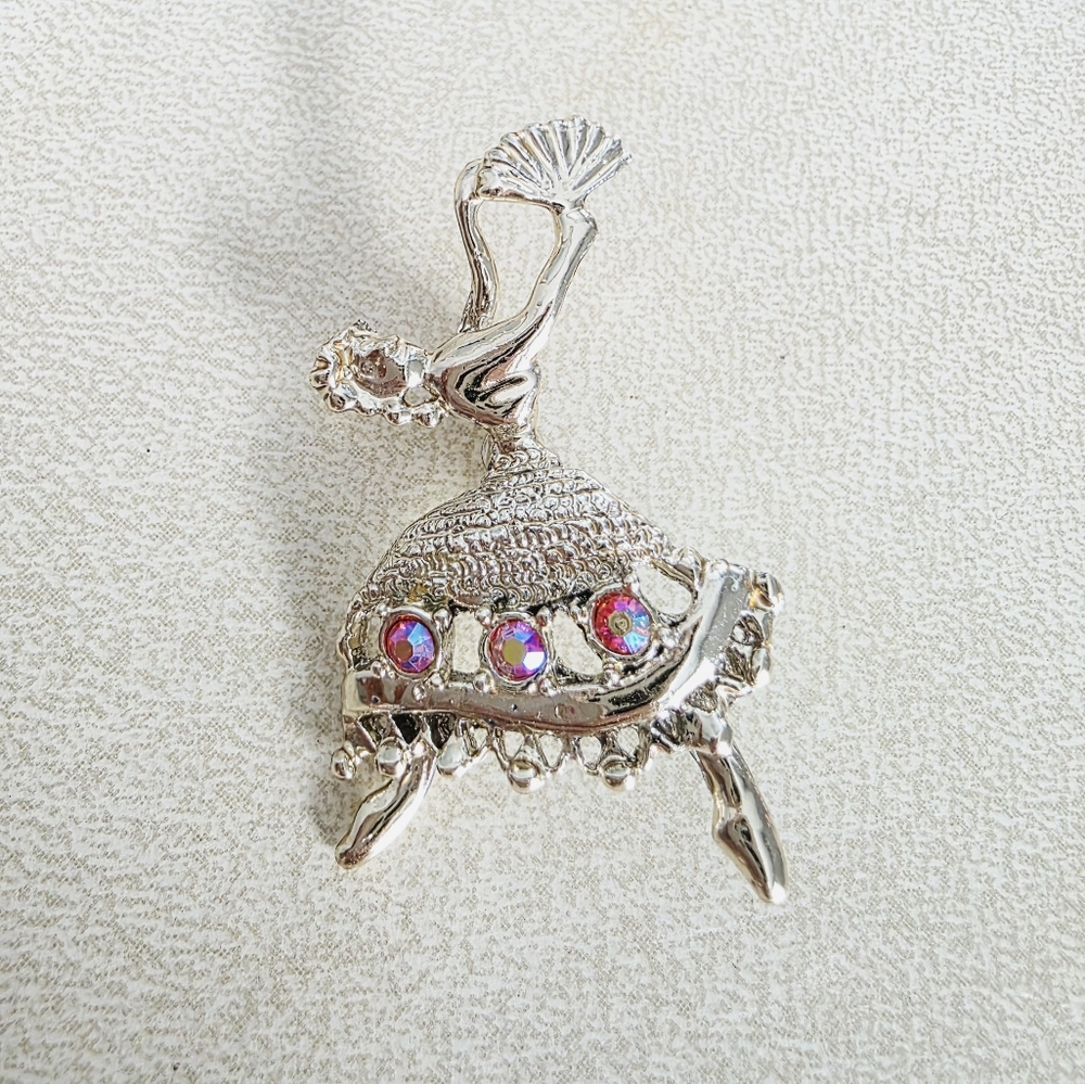 Vintage Elegant Dancer with Ab Accents Brooch